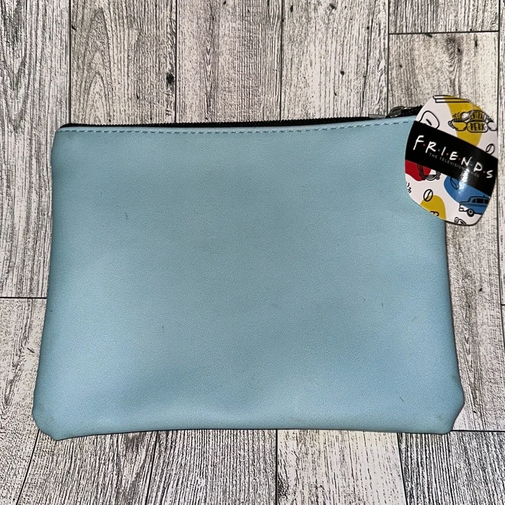 FRIENDS baby blue cosmetic makeup zipper bag